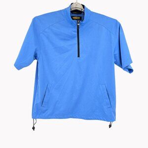 Greg Norman Mens M Play Dry Short Sleeve Windbreaker Blue Golf Pullover